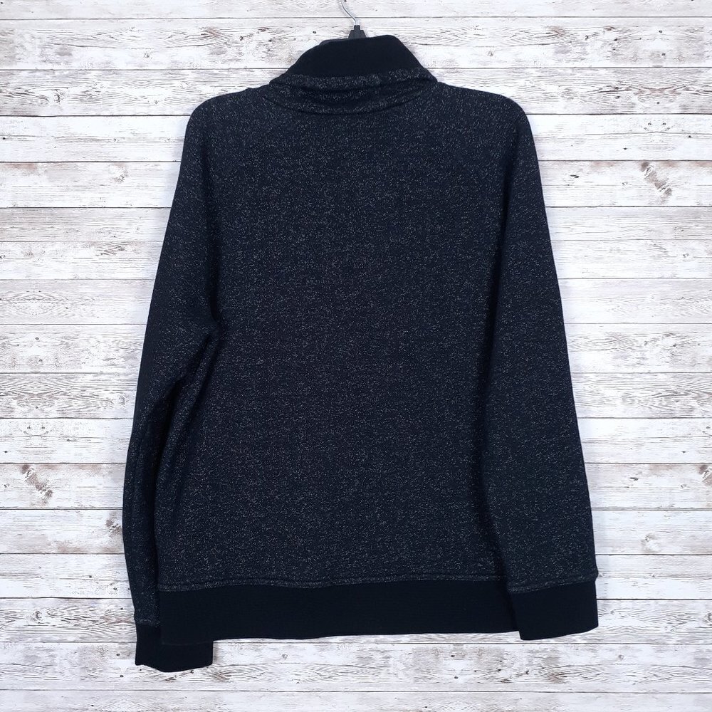 H&M Mens Sweatshirt L Collar Front Pocket Black 419 - Picture 2 of 4